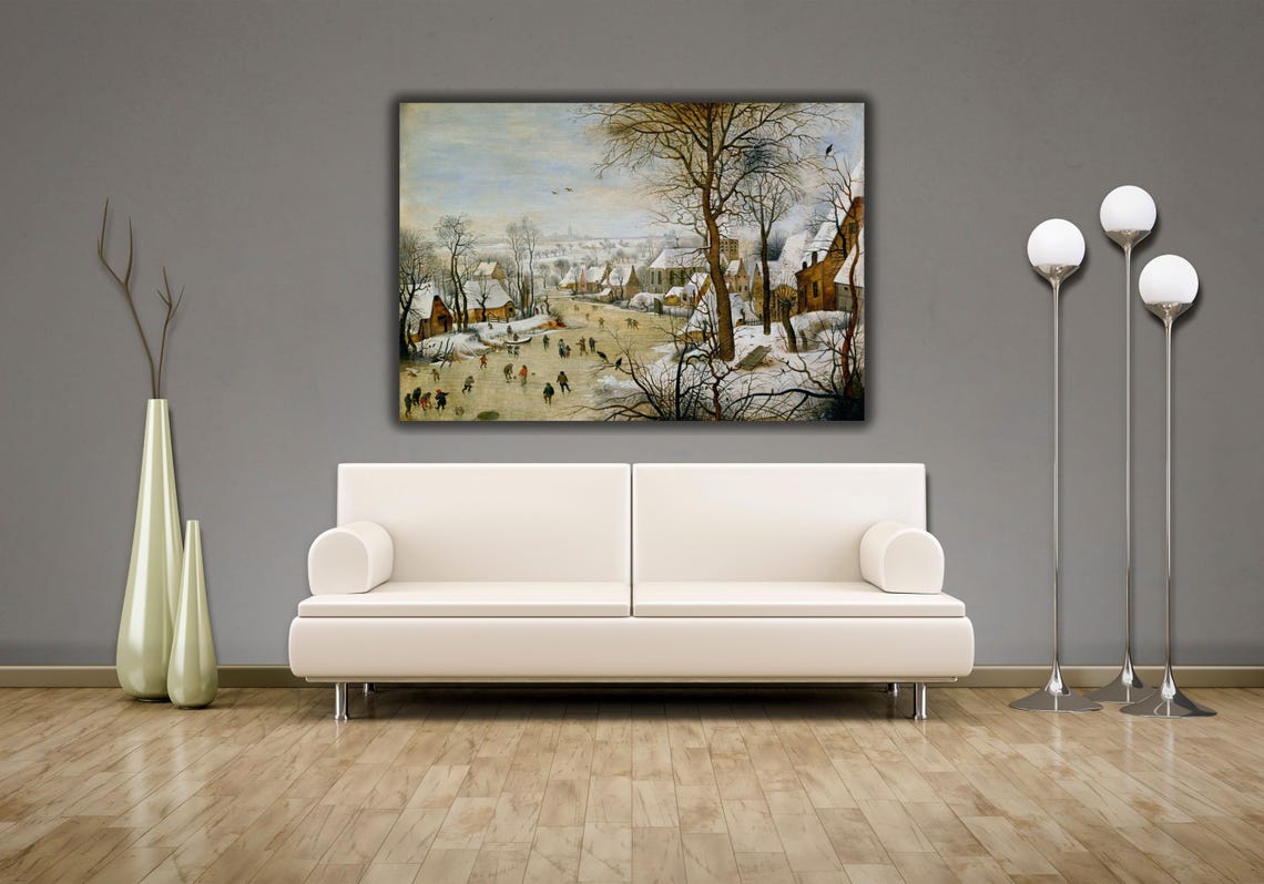 Pieter Bruegel Winter Landscape Snowy Village With Skaters Poster - Image 3