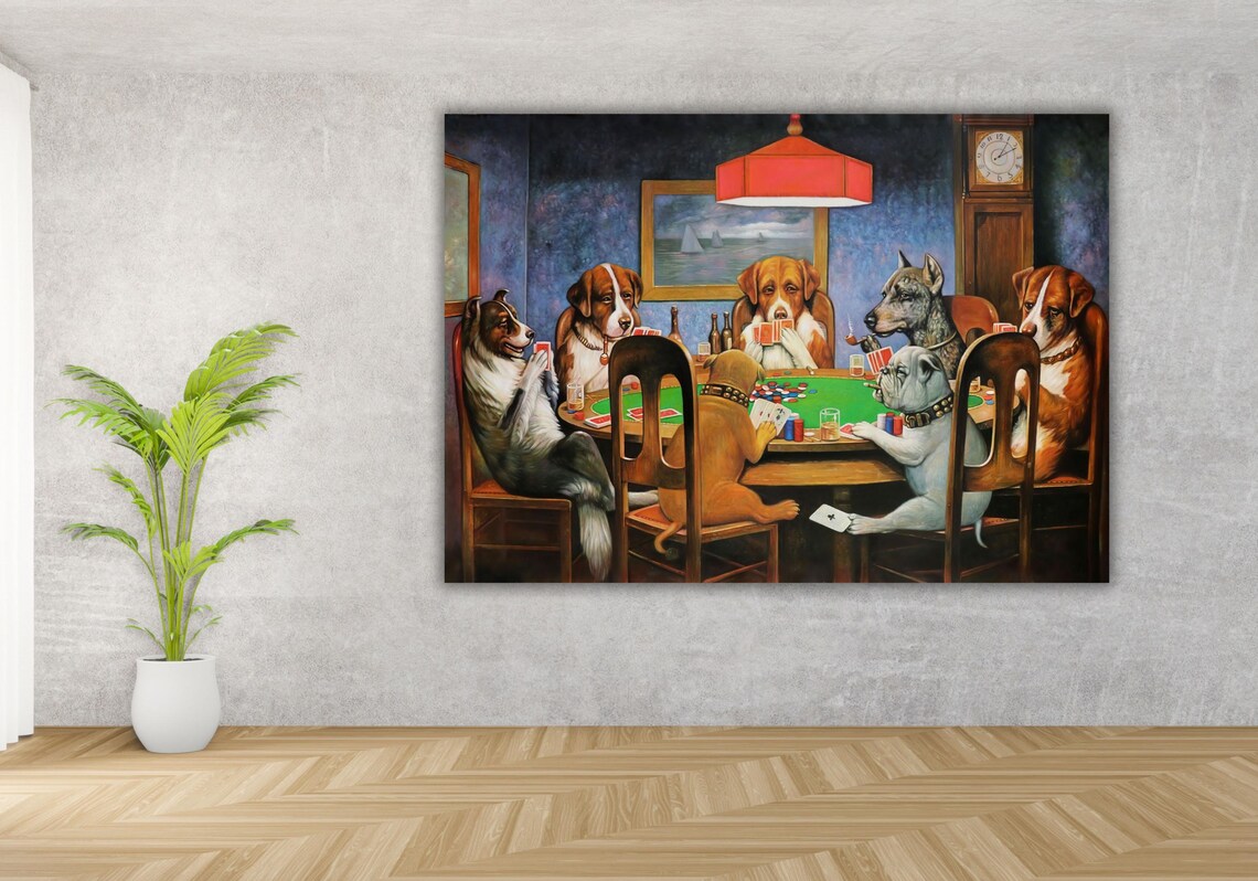 Famous Dogs Playing Poker Card Game Vintage Oil Painting Poster - Image 3