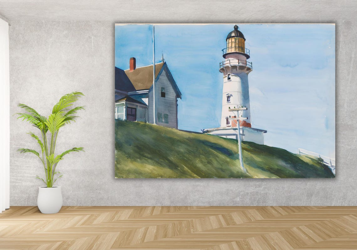 Hopper Lighthouse at Two Lights Coastal Watercolor Art Poster - Image 3