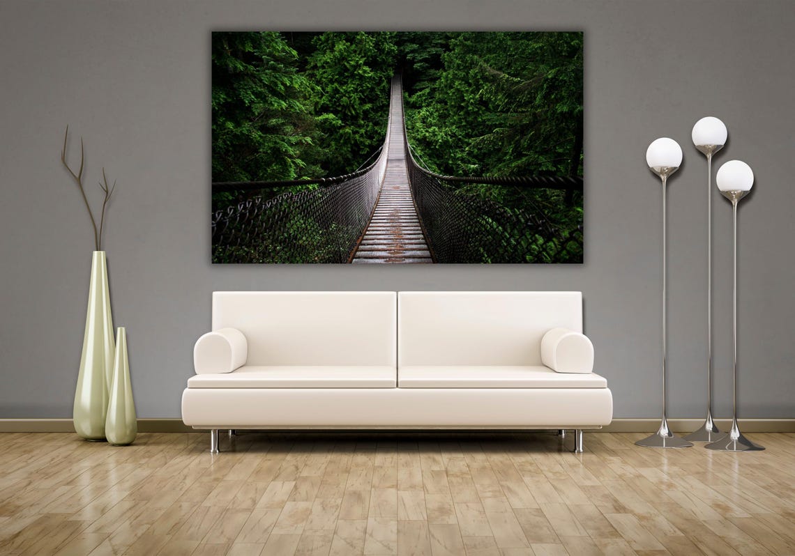Forest Suspension Footbridge Dark Green Canopy Adventure Trail Poster - Image 2