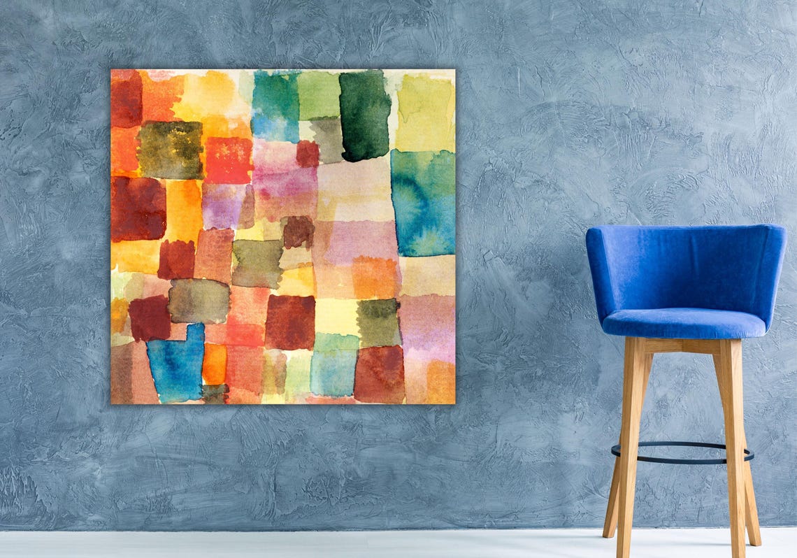 Colorful Squares Abstract Watercolor Geometric Bauhaus Modern Poster - Image 3