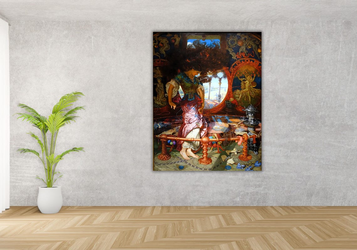Holman Hunt Lady of Shalott Pre Raphaelite Tragic Heroine Poster - Image 2