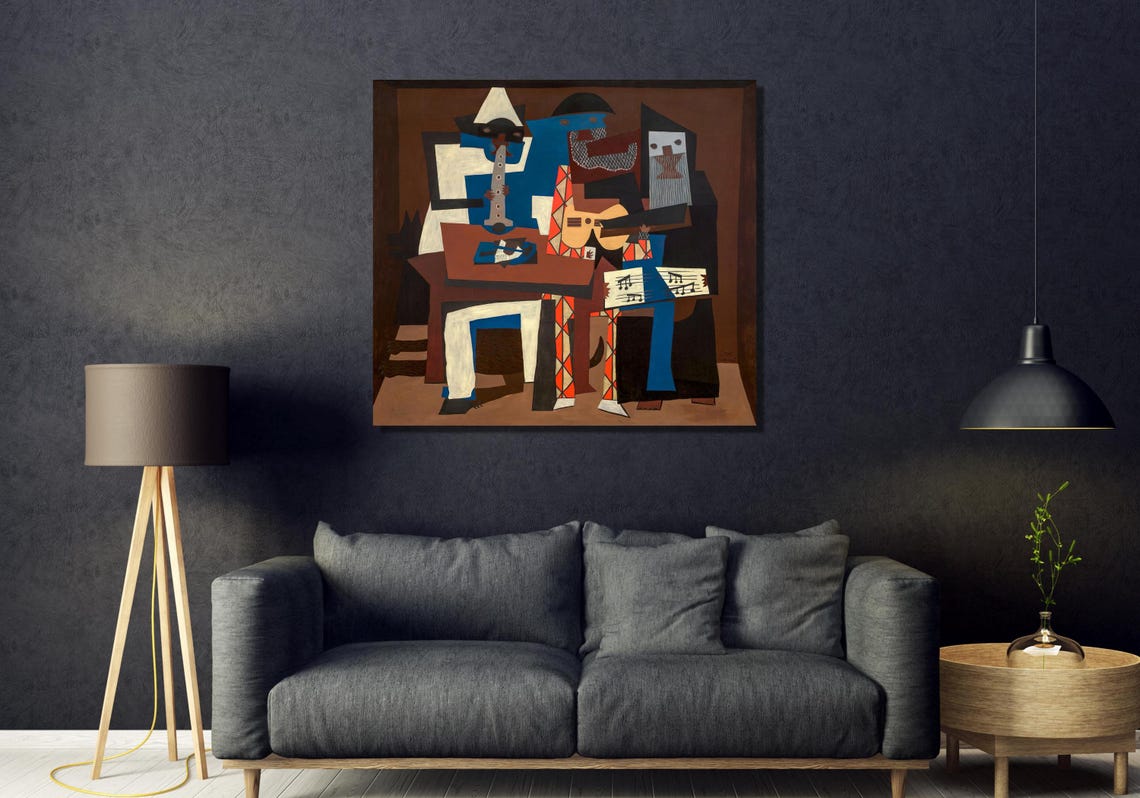 Pablo Picasso Three Musicians Clarinet Guitar Cubist Art Poster - Image 2