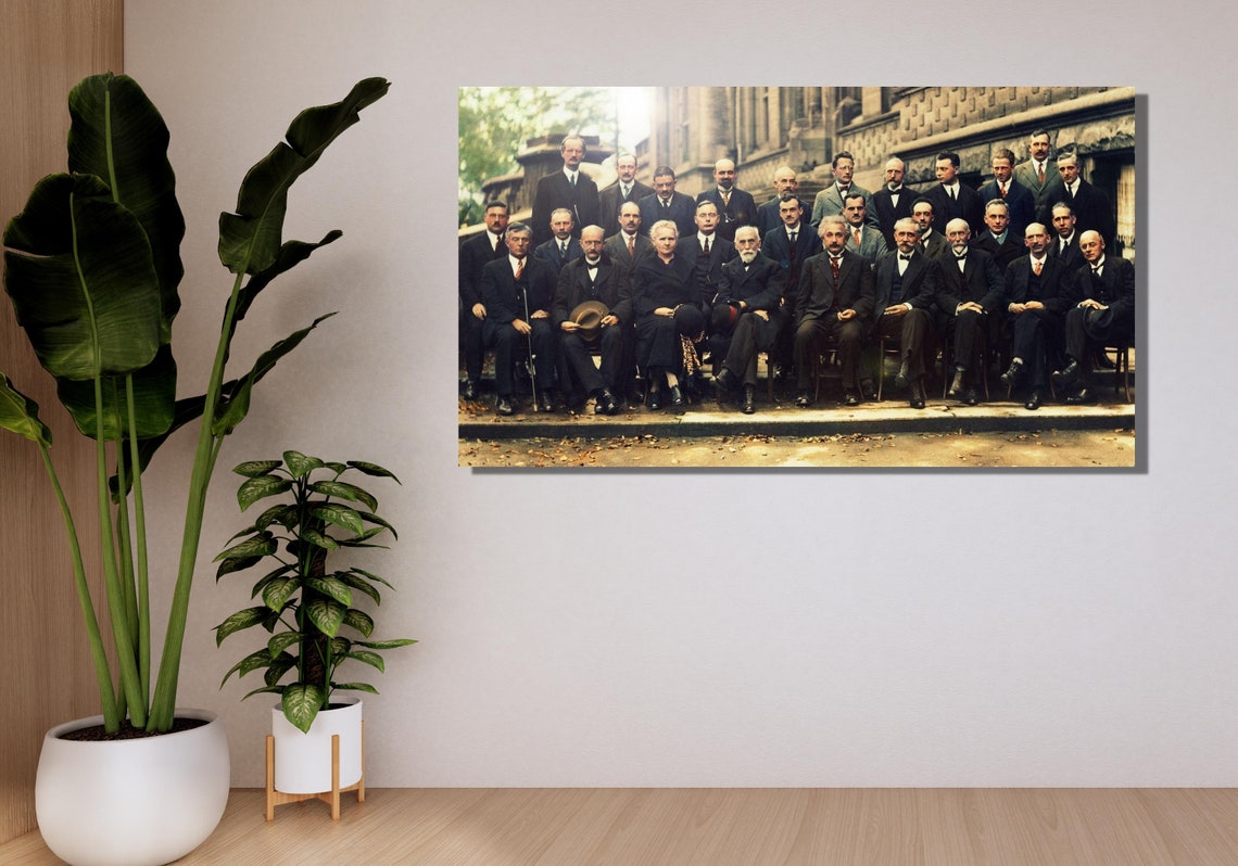 1927 Solvay Conference Scientists Group Colorized Photo Art Poster - Image 2