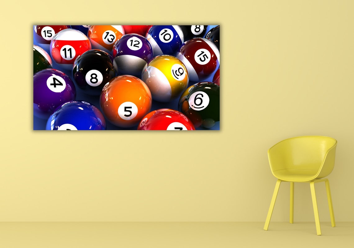 Colorful Billiard Pool Balls Close Up Game Room Billiards Poster - Image 3
