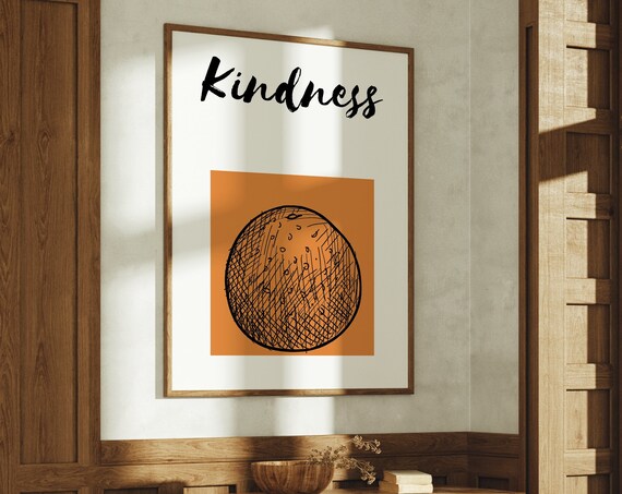 Kindness Orange Fruit Sketch Christian Affirmation Wall Art Poster