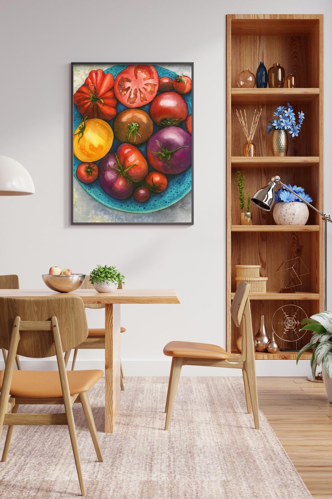 Colorful Heirloom Tomatoes Watercolor Kitchen Culinary Poster