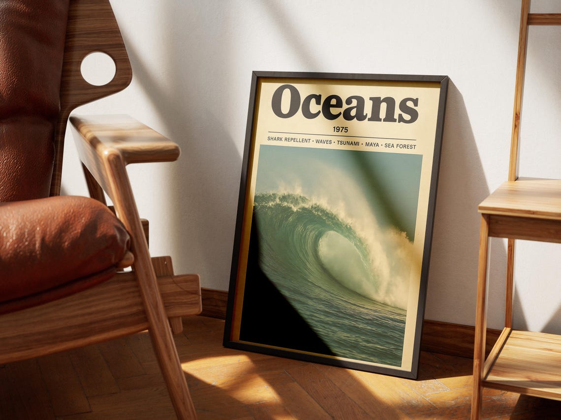 Ocean Waves Poster, Retro Surf Vintage Photography - Image 3