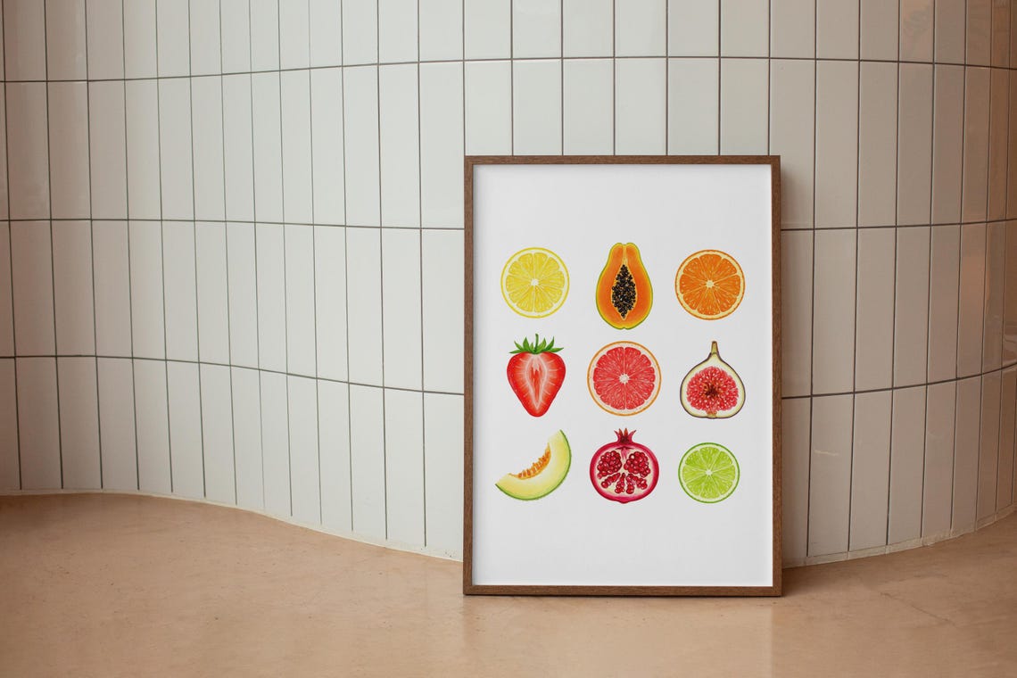 Fruit Art Print, Citrus Illustration Kitchen Decor - Image 2