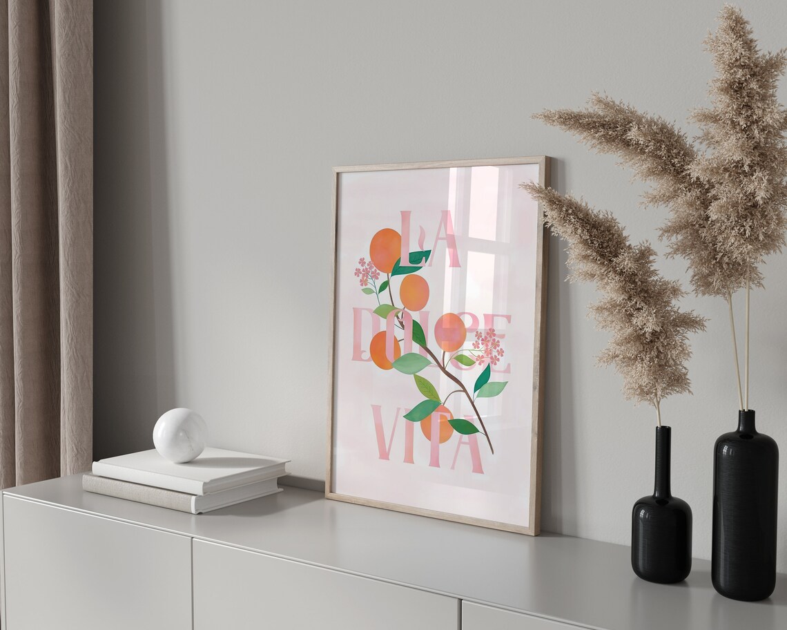 La Dolce Vita Orange Blossom Summer Branch Pink Italian Poster - Image 2