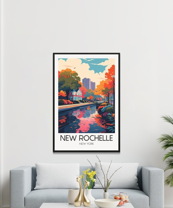 New Rochelle New York Autumn Riverfront Suburb Neighborhood Poster