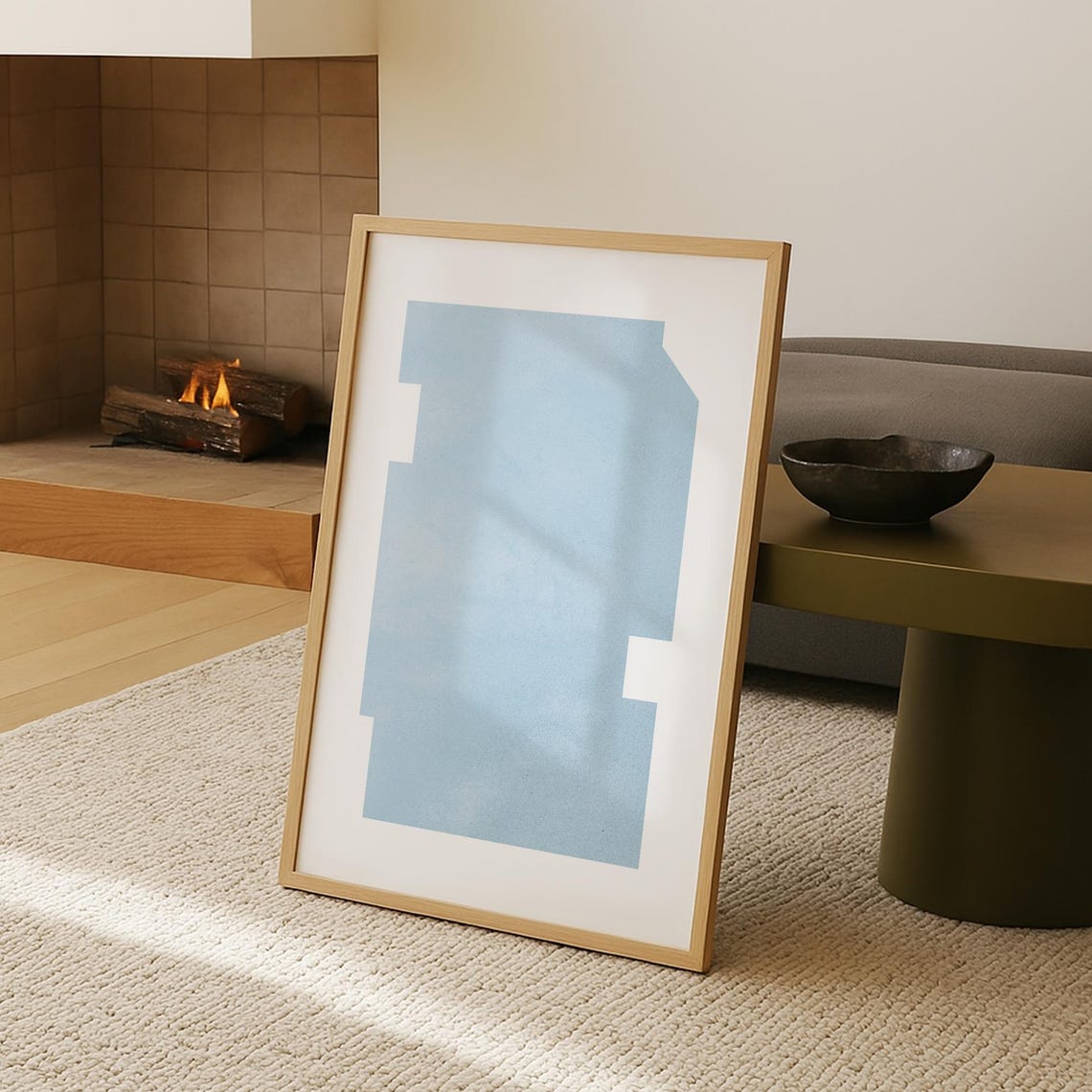 Minimal Blue Geometric Shape Abstract Modern Minimalist Art Poster