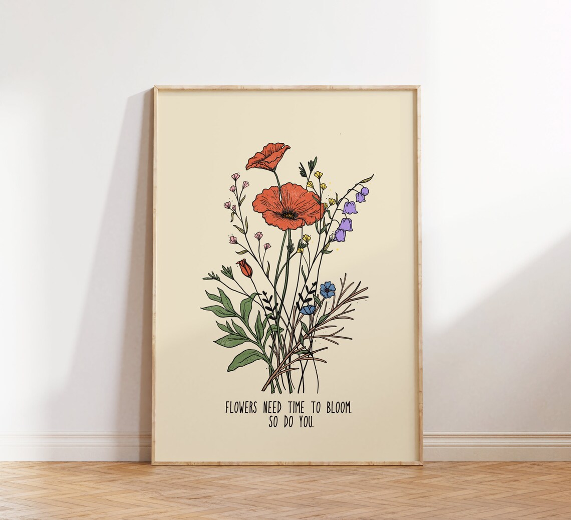 Hippie Flower Quote Retro Poster, Positive Decor - Image 2