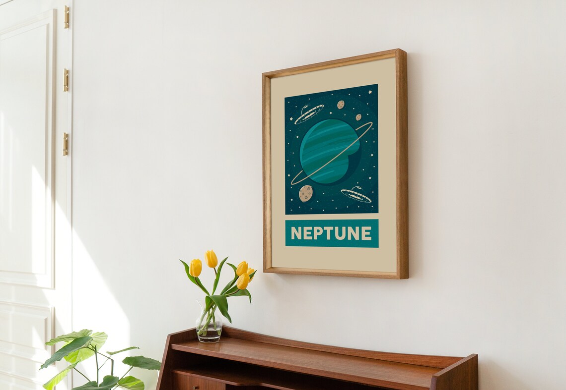 Retro Neptune Print, Solar System Poster - Image 4