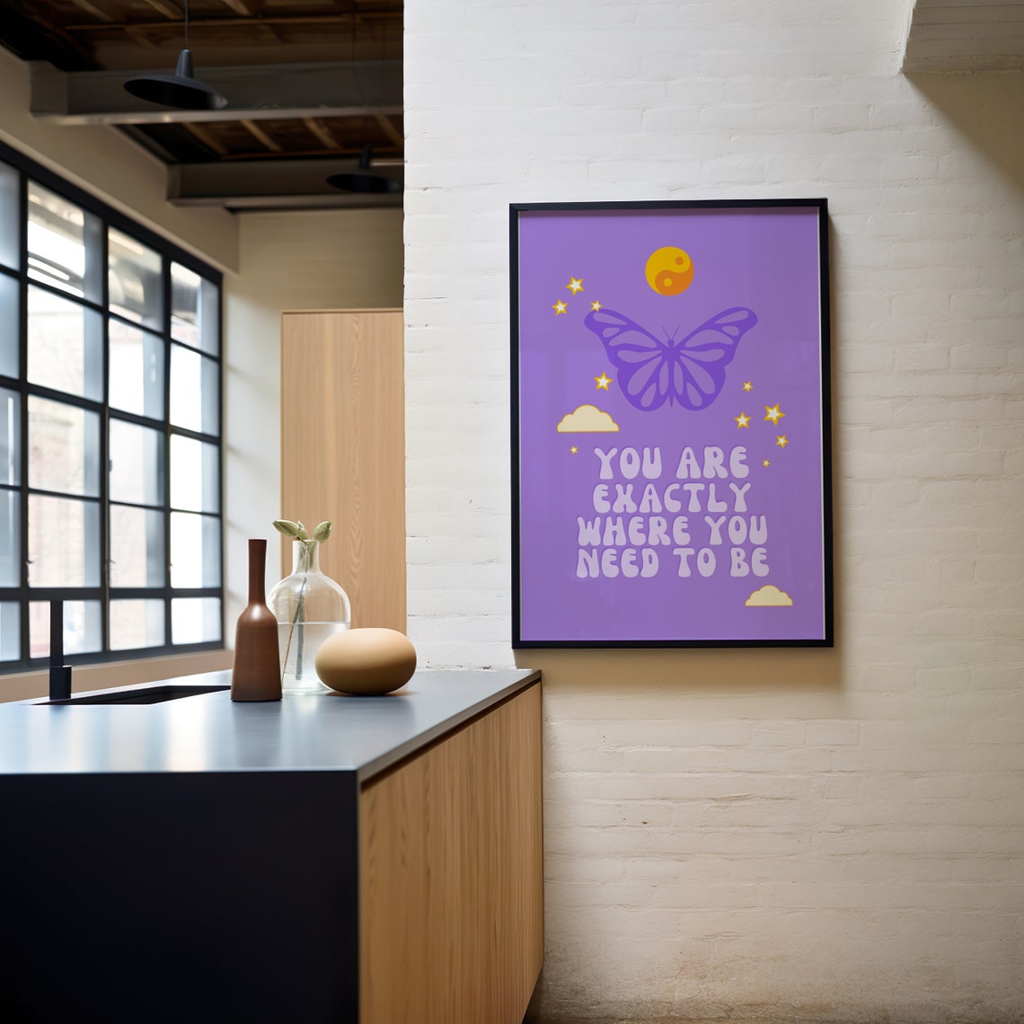 You Are Exactly Where You Need To Be Butterfly Celestial Quote Poster - Image 3