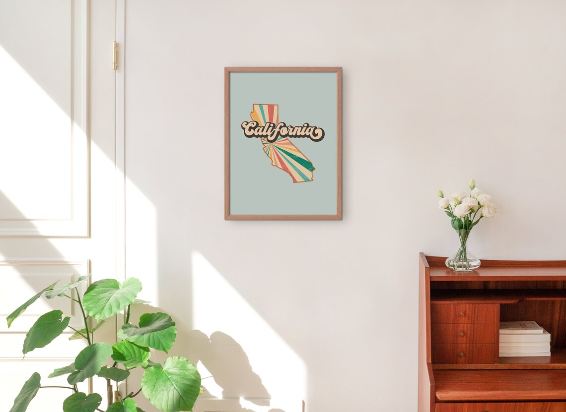 Retro California Map Print, Vintage Travel Poster - Image 2