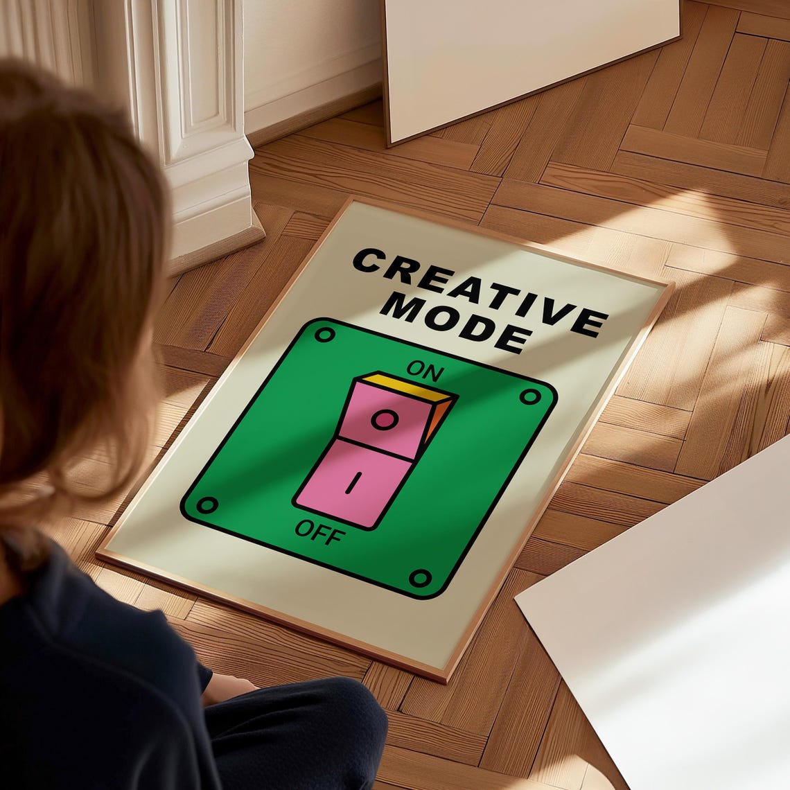 Creative Mode Light Switch On Off Retro Studio Decor Art Poster - Image 3