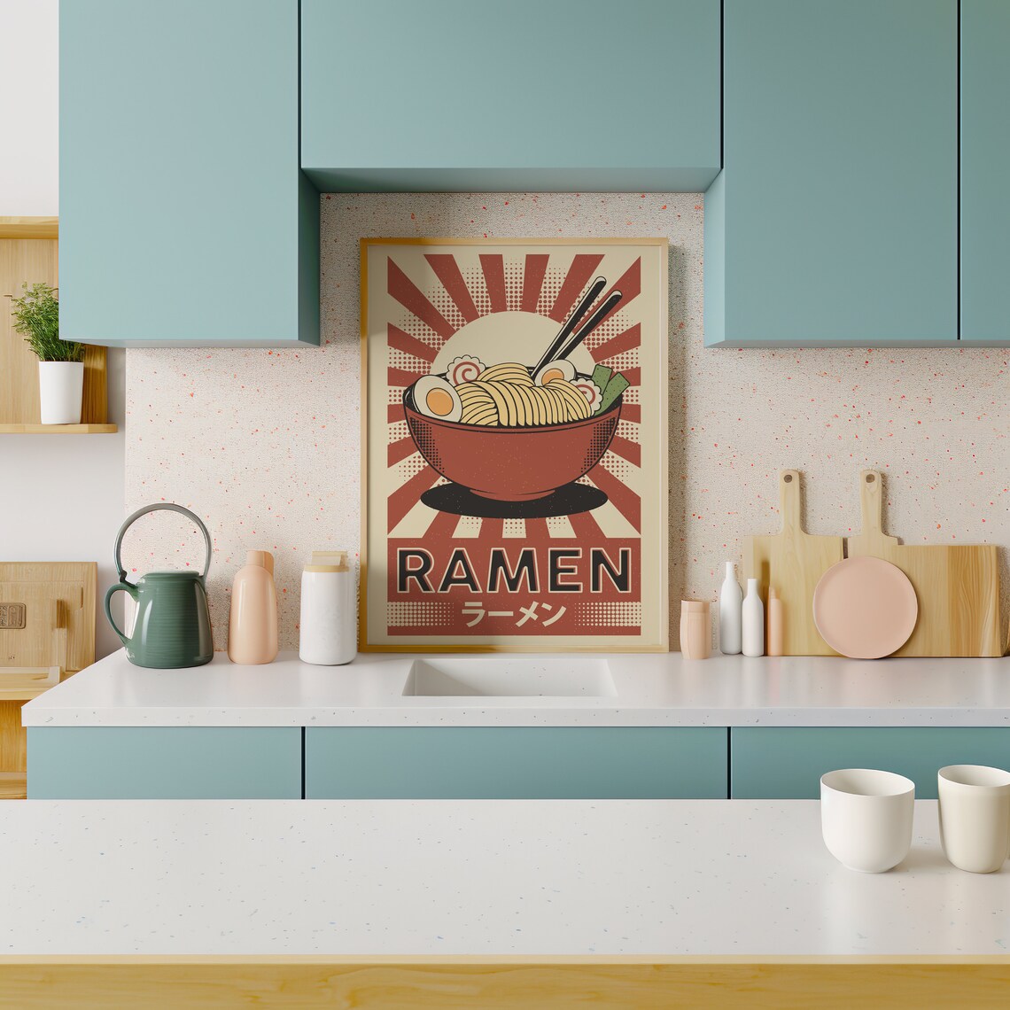Retro Japanese Ramen Art Print, Kitchen Poster - Image 4