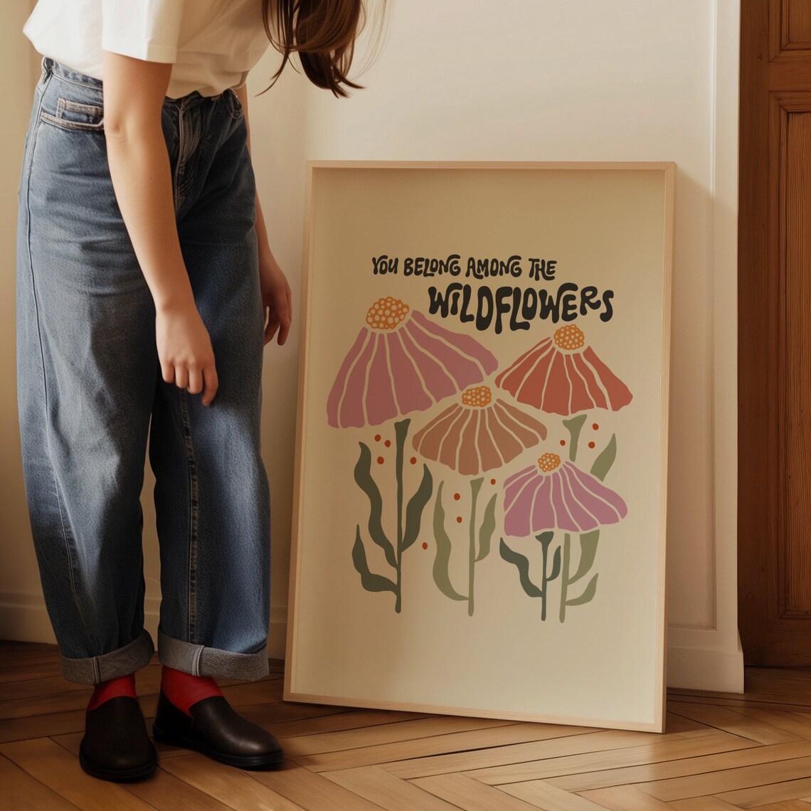 You Belong Among The Wildflowers Retro Floral Art Wall Poster - Image 4