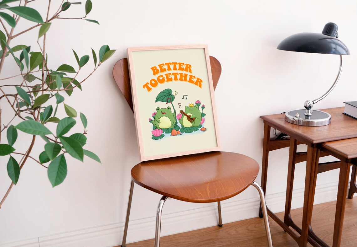 Cute Quote Wall Print Frog Print Retro Wall Art Inspirational Print Print Wall Decor Retro Poster Housewarming Gift - Image 2