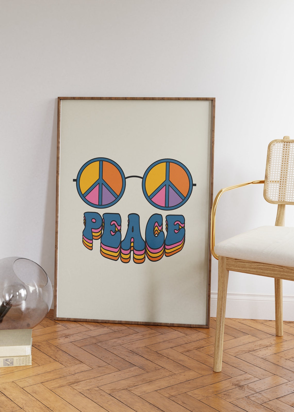 Peace Sunglasses Retro Poster Hippie Peace Sign Glasses Wall Decor - Image 4