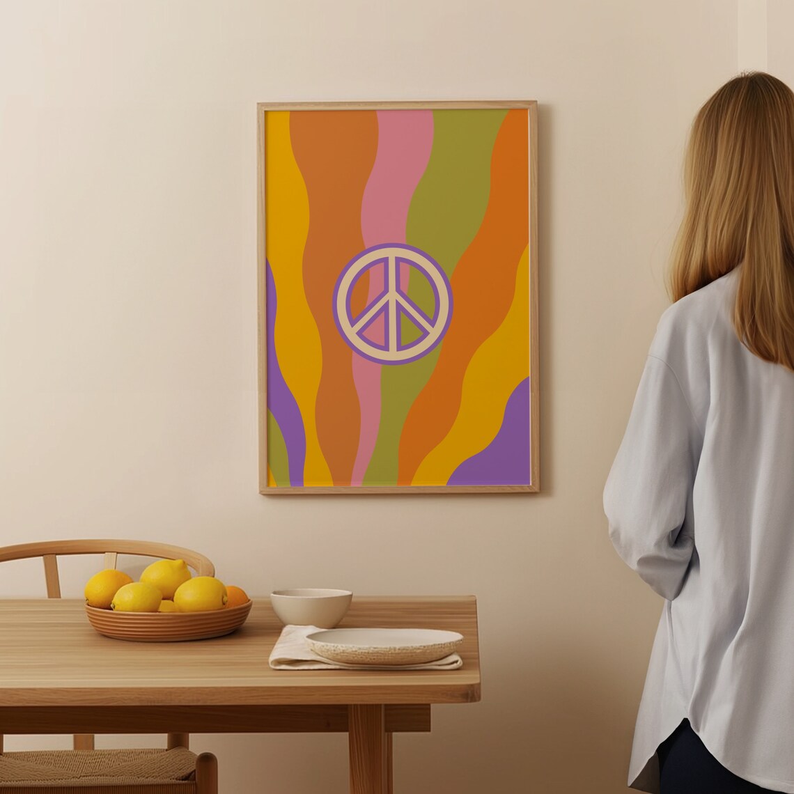 Retro Peace Poster, Trendy Wall Decor Art Print - Image 2