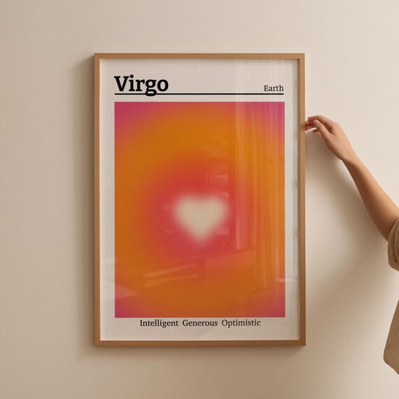 Virgo Aura Heart Zodiac Poster Earth Sign Spiritual Traits Decor