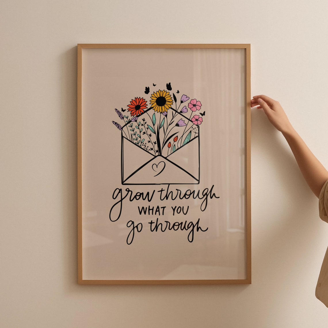 Grow Through What You Go Through Envelope Flowers Poster Quote Decor - Image 4