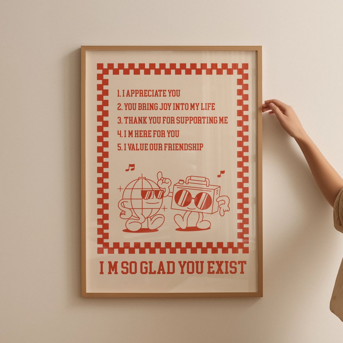 I Am So Glad You Exist Friendship List Retro Quote Art Poster - Image 4