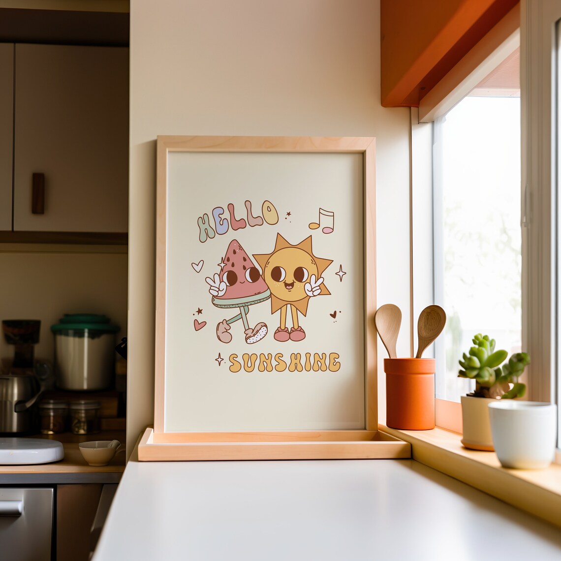 Cute Retro Quote Print Sunshine Print Retro Wall Art Wall Decor Art Retro Poster Housewarming Gift - Image 2