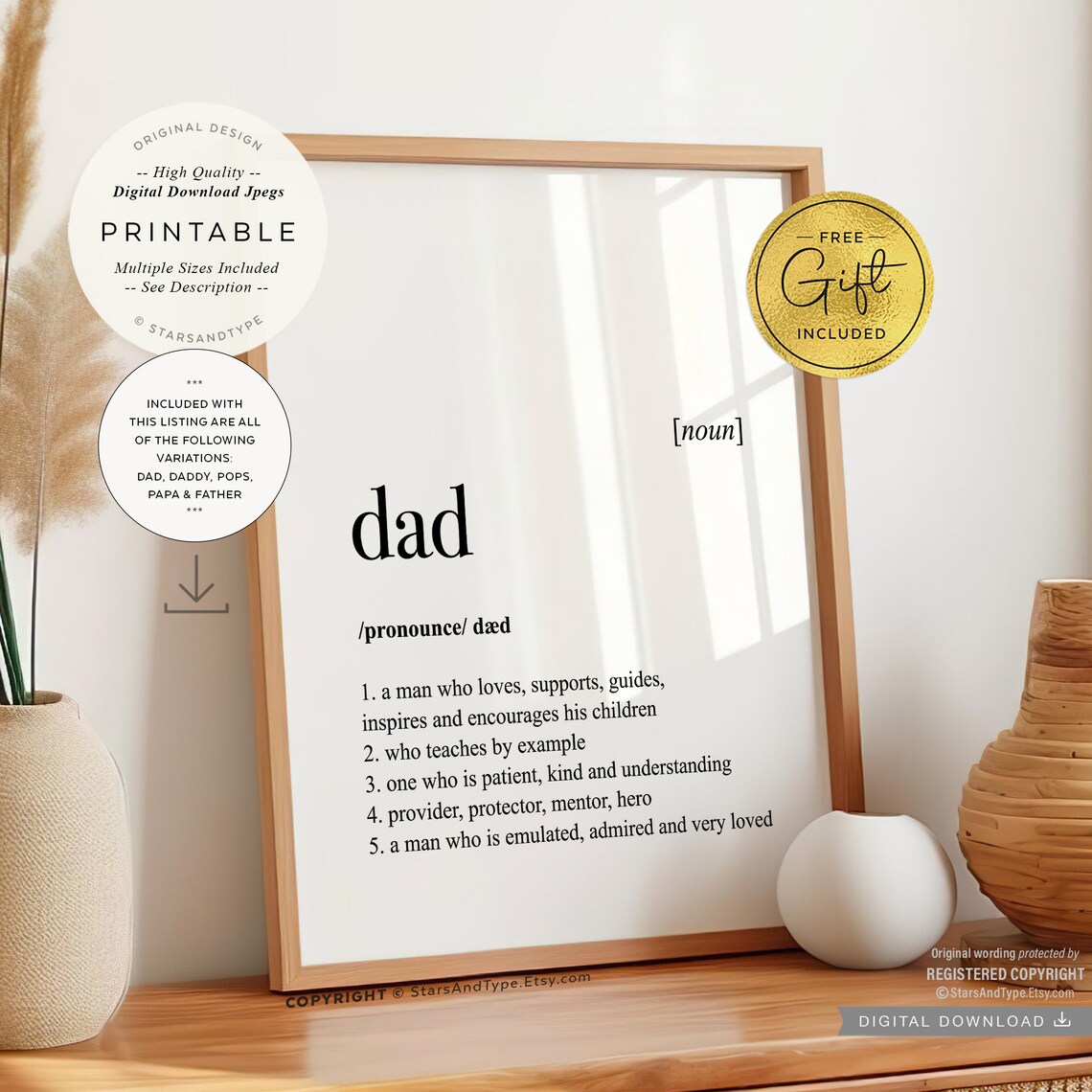 Dad Definition Quote Art Print, Fathers Day Gift - Image 4