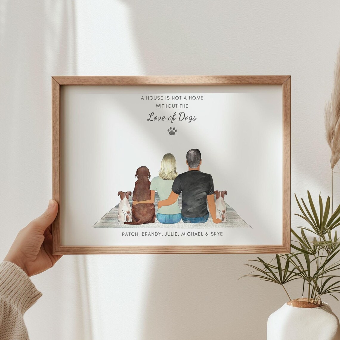 Personalised Family Dog Portrait Art Print for Owners