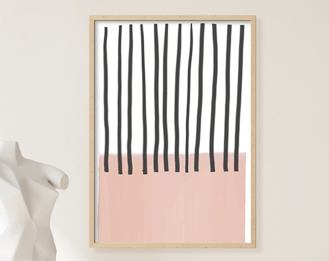 Black Brush Stripes Blush Block Abstract Modern Minimal Poster - Image 3