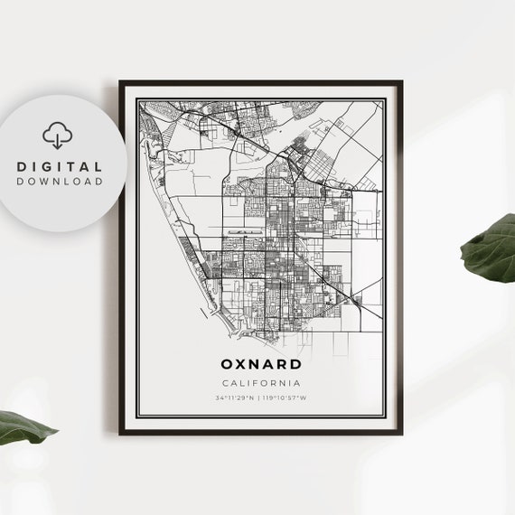 Oxnard Map Print Ca Usa Art Poster City Street Road Kitchen Np68