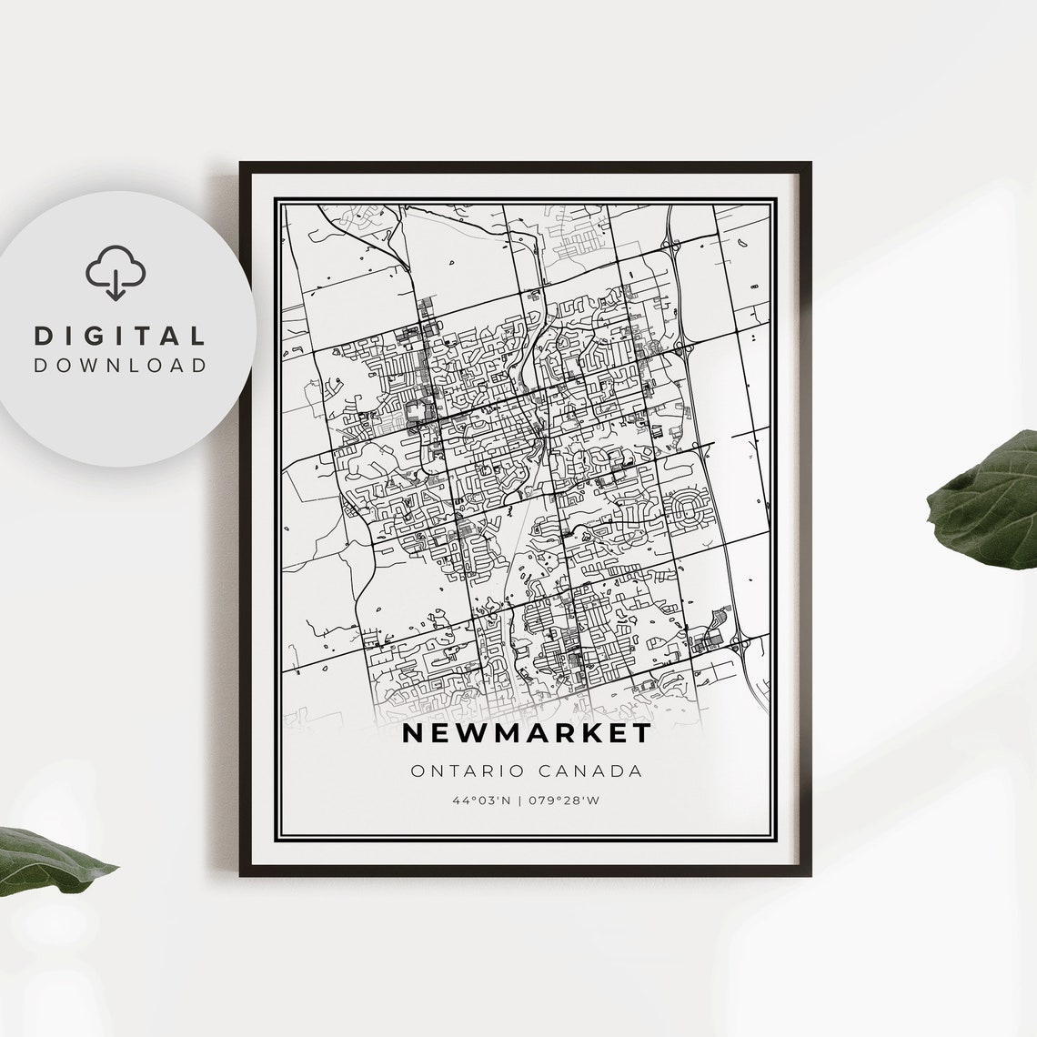 Newmarket Ontario Canada Minimalist City Street Map Art Poster
