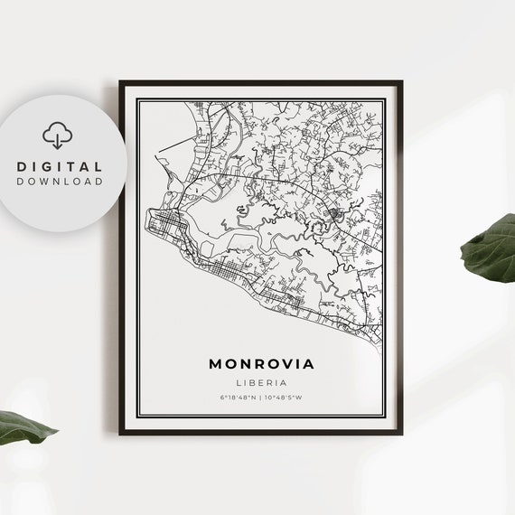 Monrovia Map Print Liberia Art Poster Cape Mesurado Africa City Street Road Posters Np498