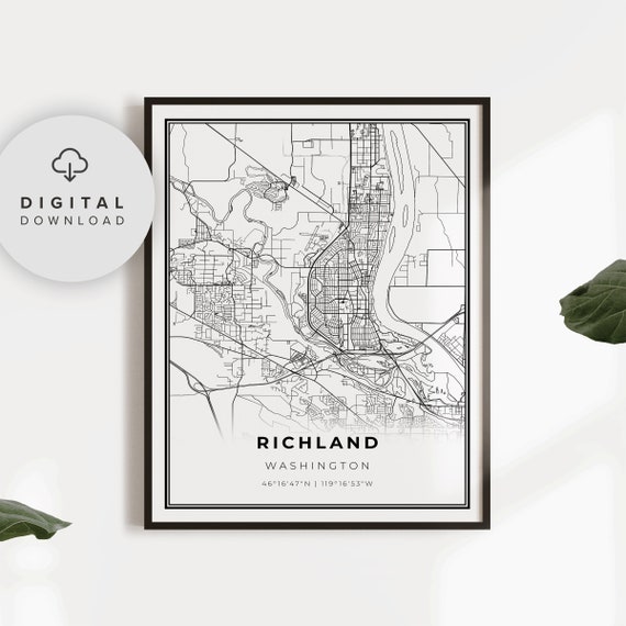 Richland Map Print Washington Wa Usa Art Poster Tricities City Street Road Np376