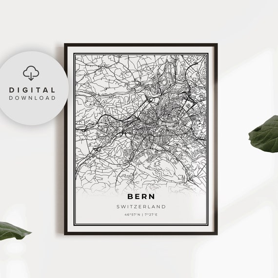 Bern Map Print Switzerland Swiss City Street Road Wall Art Livingroom Poster Np795