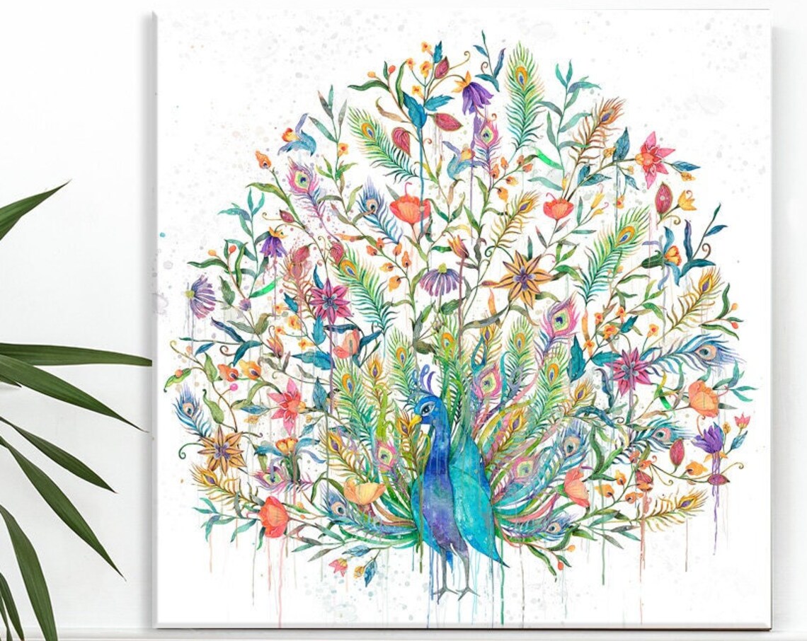 Peacock Art Print, Colorful Wildlife Customised Gift