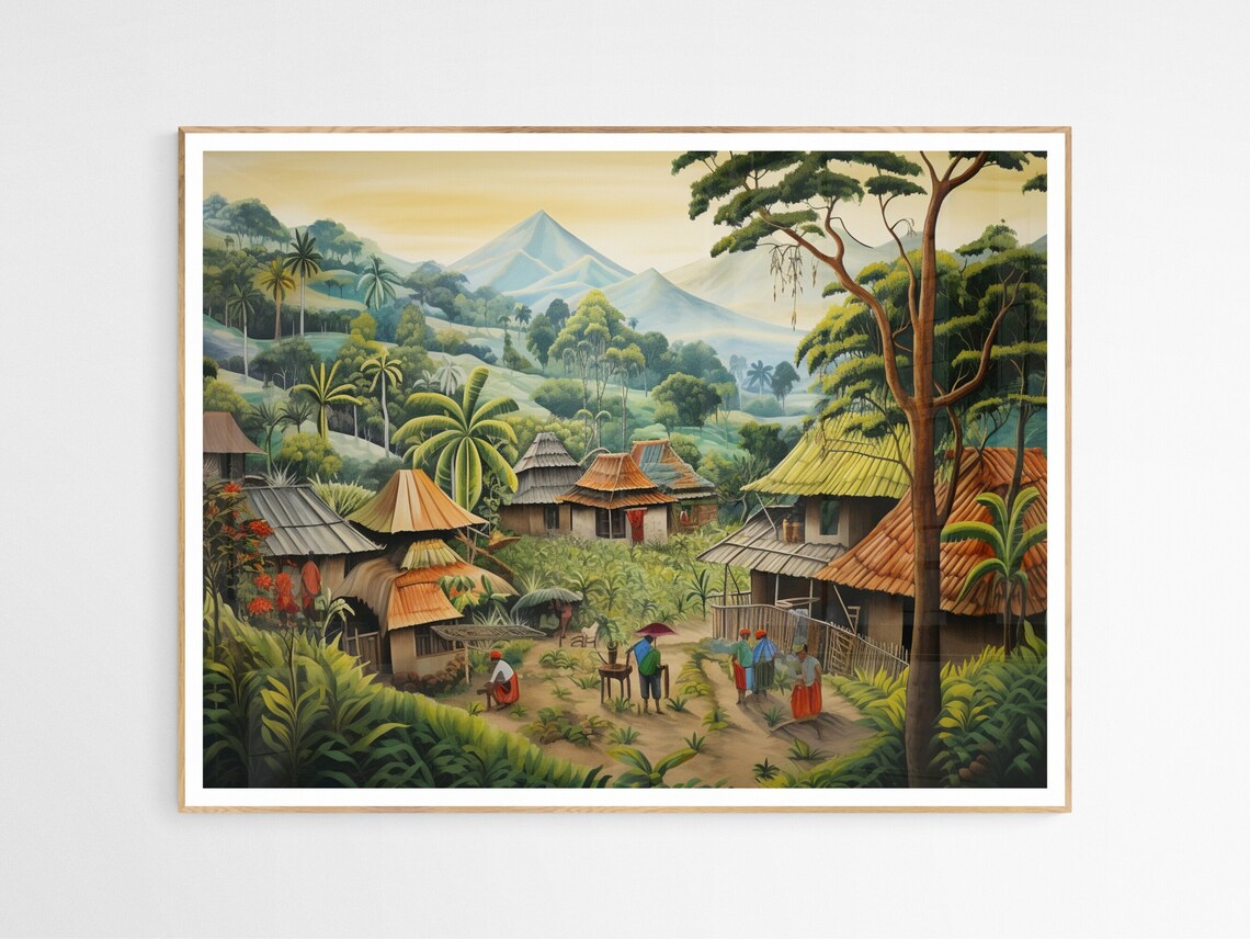 Philippines Lush Mountain Village Landscape Tropical Art Poster