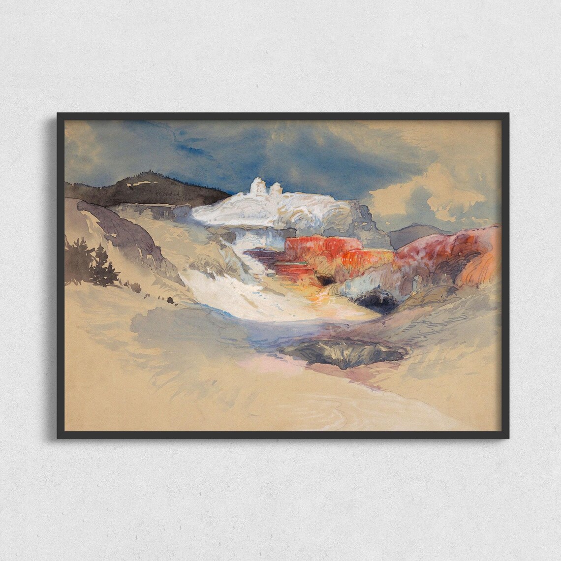 Yosemite Snowy Mountain Valley Vintage Painting Landscape Art Poster