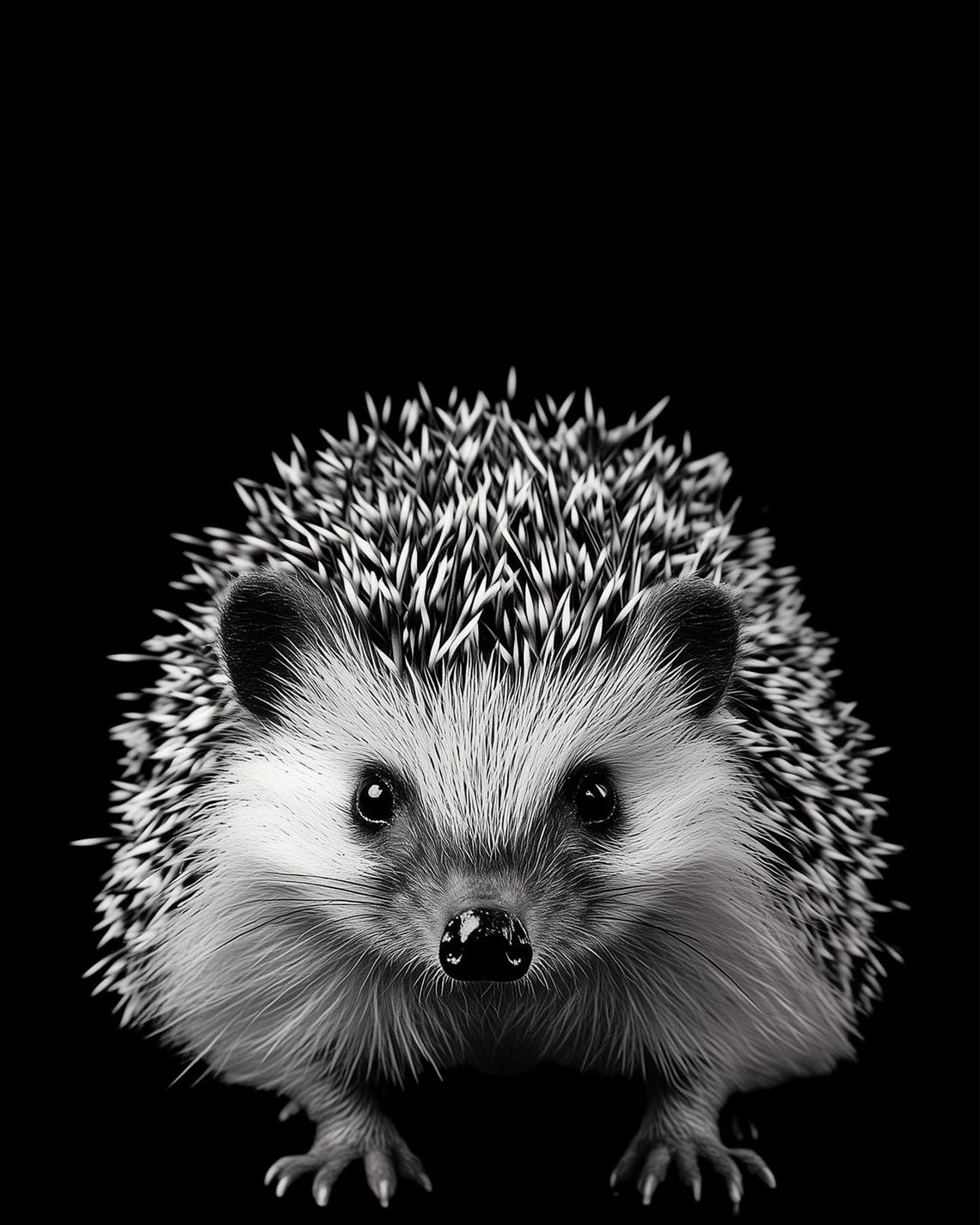 Black and White Hedgehog Portrait Bold Minimalist Wildlife Poster - Image 2