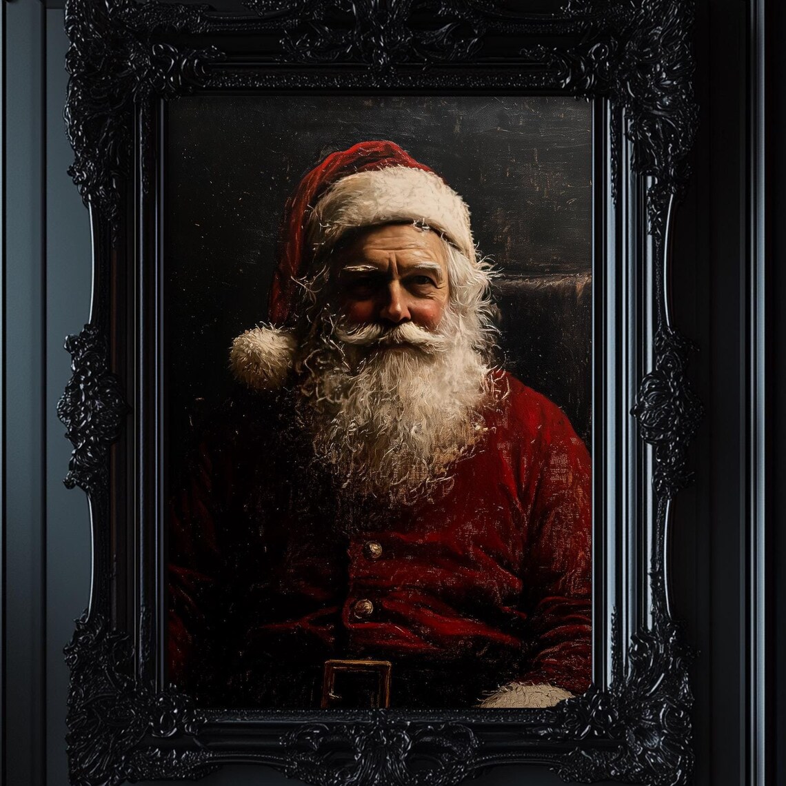 Santa Claus Portrait, Vintage Gothic Christmas Art Print