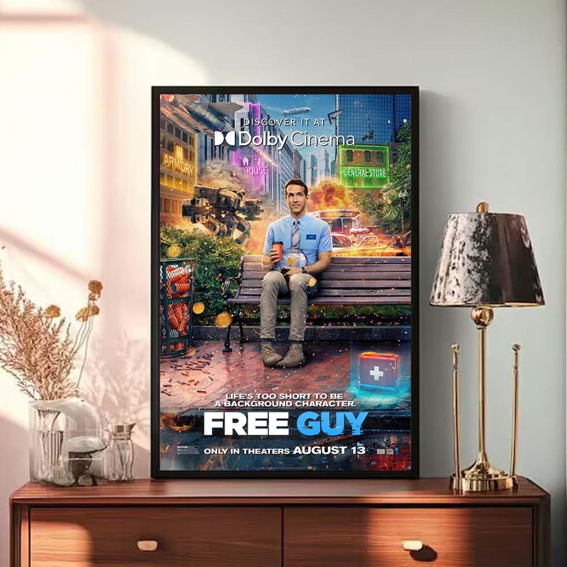 Free Guy Ryan Reynolds Video Game World Action Comedy Movie Poster - Image 3