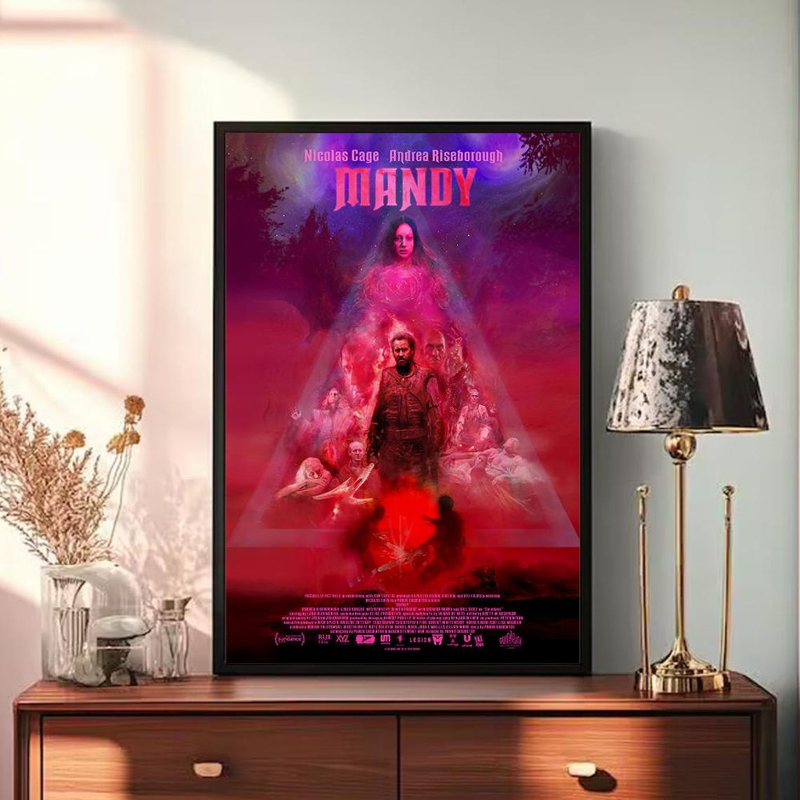 Mandy Nicolas Cage Horror Film Red Neon Psychedelic Art Poster - Image 3