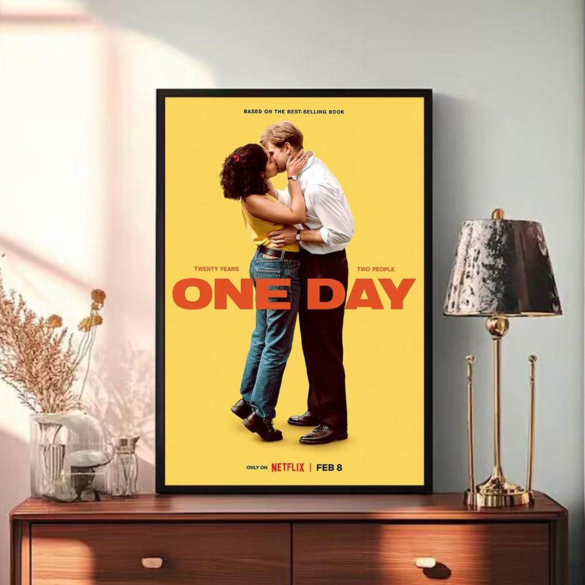 One Day Netflix Twenty Years Two People Romance Yellow Kiss Poster - Image 3