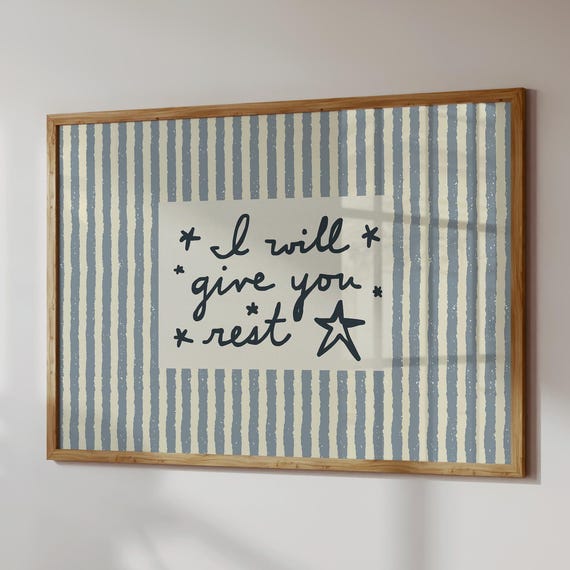 I Will Give You Rest Print Christian Nursery Decor Horizontal Digital Download