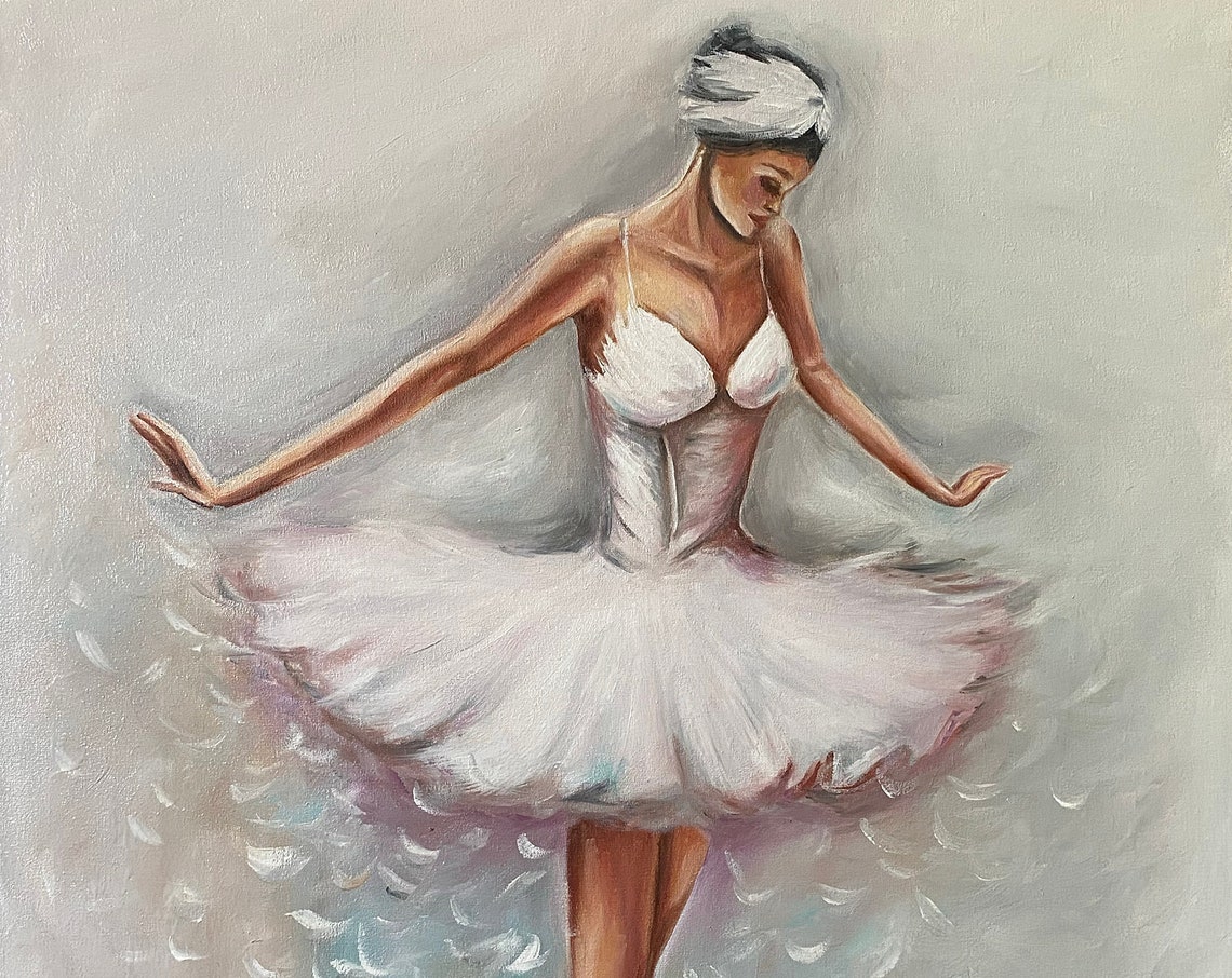 Dancing Ballerina Oil Painting Original White Ballerina Room Decor Ballet Wall Art Dancer Girl Gift Abstract Ballerina Painting On - Image 3