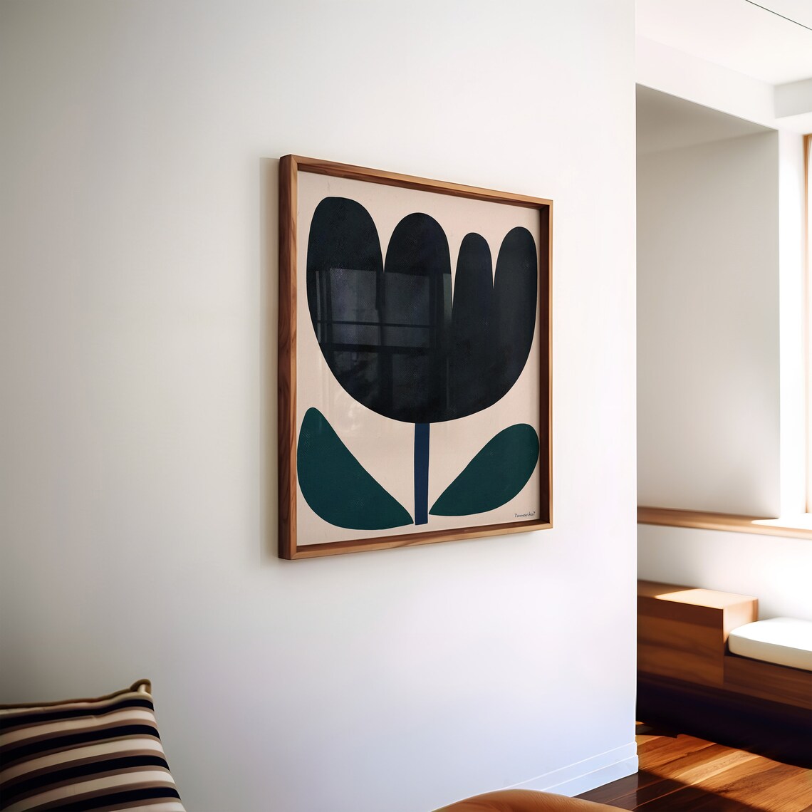 Black Tulip Print, Abstract Floral Wall Art - Image 3