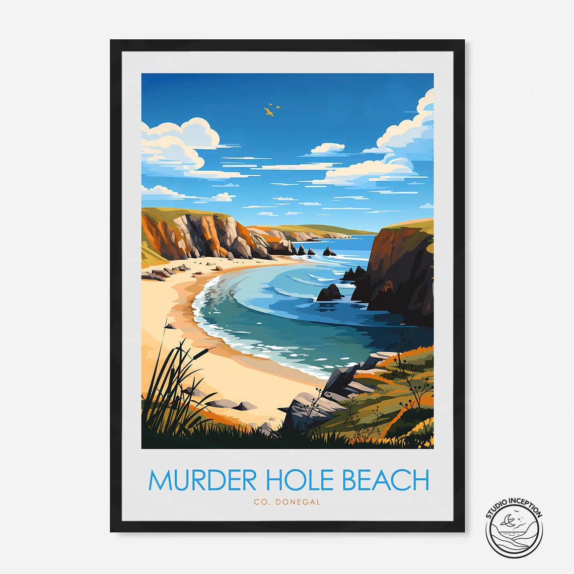 Murder Hole Beach Donegal Travel Poster, Irish Landscape